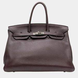 Pre Owned Hermès Birkin 35 in Raisin Clemence Leather with PHW Bag