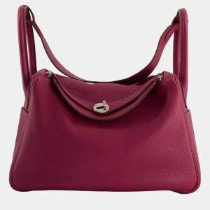 Hermes Lindy Bag 30cm in Rouge Galance in Togo Leather with Palladium Hardware