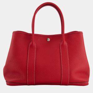 Hermes Garden Party Bag 36cm in Rouge Tomato Negonda Leather with Palladium Hardware