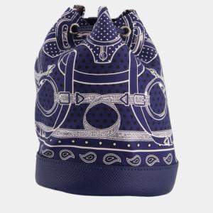 Hermes Soie-Cool Tiny Apron Doll Bag in Bleu Nuit Epsom Leather and Silk with Palladium Hardware