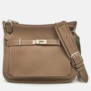 Hermes Taupe Grey Taurillon Clemence Leather Palladium Finish Jypsiere 34 Bag