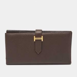 Hermés Chocolat Epsom Leather Bearn Gusset Wallet