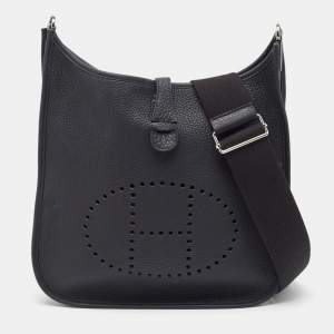 Hermes Noir Togo Leather Evelyne III PM Bag