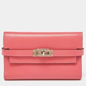 Hermès Rose D'ete Swift Leather Kelly Depliant Wallet