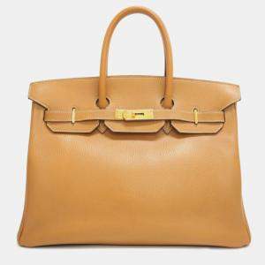 HERMES Birkin 35 Ardennes Natural Handbag Brown Women's