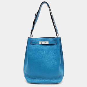 Hermes Leather Blue soKelly 22 (Q)