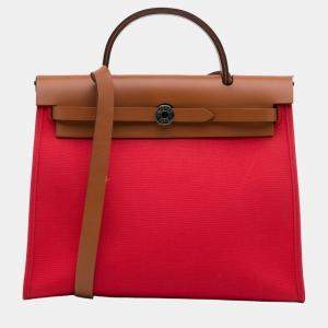 Hermes Red Toile Herbag Zip 31