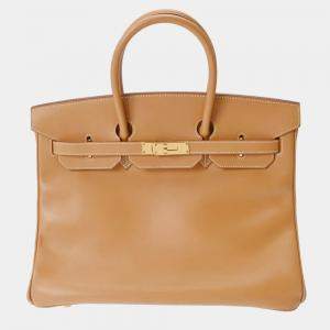 Pre Owned HERMES Birkin 35 Gold F Stamp (around 2002) Unisex Vauchamounie Handbag