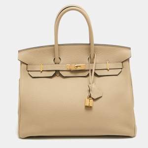 Hermes Trench Togo Leather Gold Finish Birkin 35 Bag