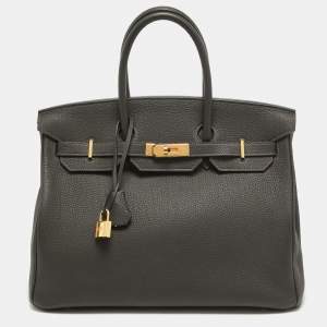 Hermes Macassar Togo Leather Gold Finish Birkin 35 Bag