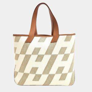 Hermes Ivory/Brown Cabas H Biais 40 Bag