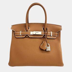 Hermes Brown Leather Birkin 25 Bag