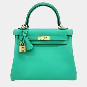 Hermes Green Leather Kelly 25 Bag