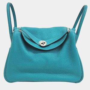 Hermes Blue Leather Lindy 30 Bag