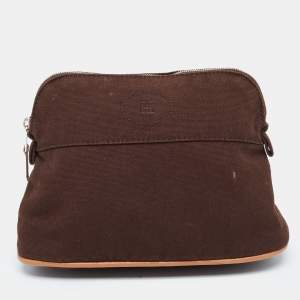 Pre Owned Hermes Brown Canvas Bolide Case