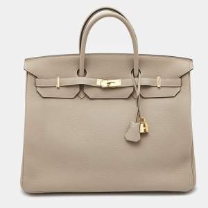 Hermès Gris Tourterelle Togo Leather Gold Finish Birkin 40 Bag