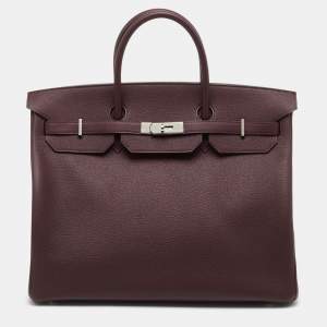 Hermes Bordeaux Togo Leather Palladium Finish Birkin 40 Bag