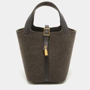 Pre Owned Hermes Ebene Feutre and Swift Leather Picotin Lock 18 Bag