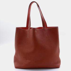 Hermes Brown/Orange Tone Double Sens Tote Bag