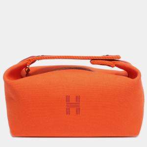 Pre Owned Hermes Orange Canvas Bride-A-Brac Travel Case