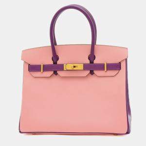 Hermes Birkin 30 Epson Handbag Personal Rose Confetti Anemone Matte