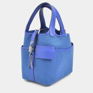 Hermes Handbag Picotan Lock Cargo PM Toile Ash/Vaux Swift Blue Royal Ladies