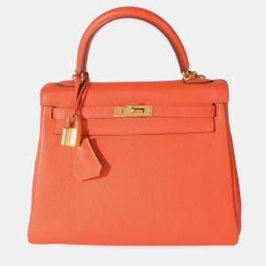 Hermes Poppy Togo Retourne Kelly 25 GHW Handbag
