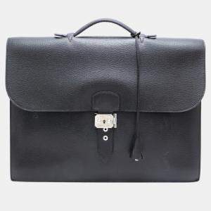 Hermes Black Leather Togo Sac A Depeches 38 Business Bag