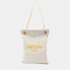 Hermes Aline GM Shoulder bag Toile chevron Leather Ivory Beige Yellow Gold hardware