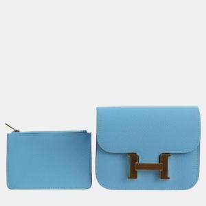 Hermes Celeste Epsom Leather Constance Compact Wallet