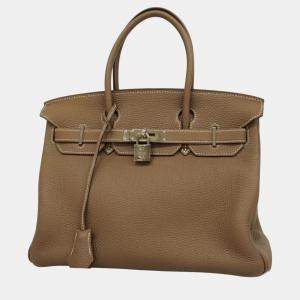 Hermes Etoupe Togo Leather Birkin 30 Tote Bag