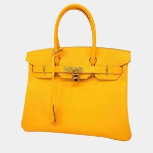 Hermes Yellow Epsom Leather Birkin 30 Tote Bag   
