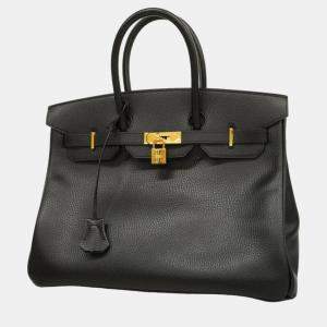 Hermes Black Ardennes Birkin 35 D Engraved Ladies Handbag