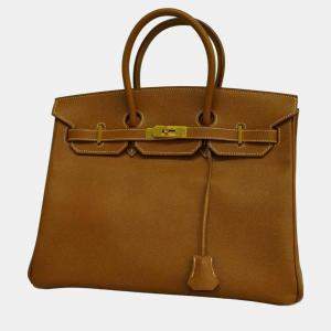 Hermes Gold Couchevel Birkin 35 F Engraved Ladies Handbag