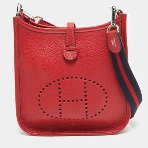 Pre Owned Hermès Rouge Casaque Taurillon Clemence Leather Evelyne Amazone TPM Bag