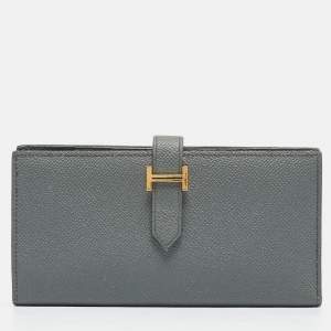 Hermes Vert Amande Epsom Leather Bearn Gusset Wallet