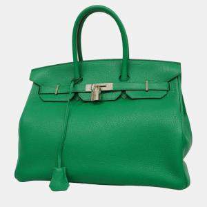 Hermes Vert Vertigo Fonce Taurillon Clemence Birkin Verso Stamp Handbag