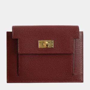 Hermes Rouge H Chevre Leather Kelly Compact Wallet