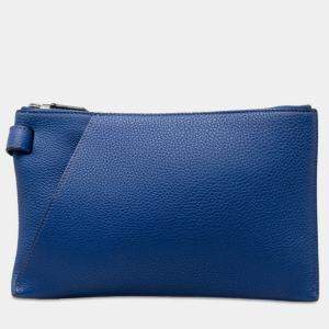 Hermes Blue Leather Togo Cabavertige Pouch 24 Bag