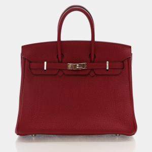 Hermes Rouge Grenat Togo PHW Birkin 25 Handbag