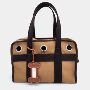 Hermes Beige/Brown Canvas Pet Carrying Bag