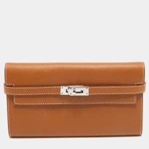 Hermes Gold Epsom Leather Kelly Longue Wallet