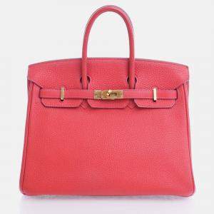 Hermes Geranium Togo Leather Birkin 25 Tote Bag