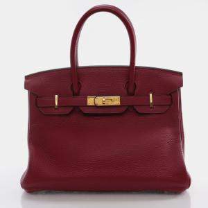 Hermes Rouge Garnet Togo Birkin 30 Handbag