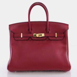 Hermes Rouge Grenat Swift Birkin 25 Handbag