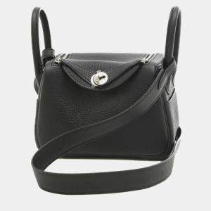 Hermes Black Taurillon Clemence Lindy Handbag