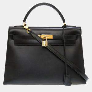 Hermes Black Box calf Kelly 32 Handbag