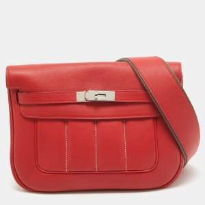Hermes Rouge Tomate Swift Leather Palladium Finish Berline 28 Bag