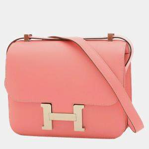 Hermes Rose Confetti Epson Constance 24 Shoulder Bag