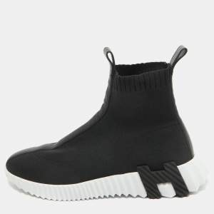 Hermes Black Knit Fabric Socks Sneakers Size 37